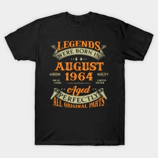 Legends Were Born In August 1964 60 Years Old 60th Birthday Gift T-Shirt